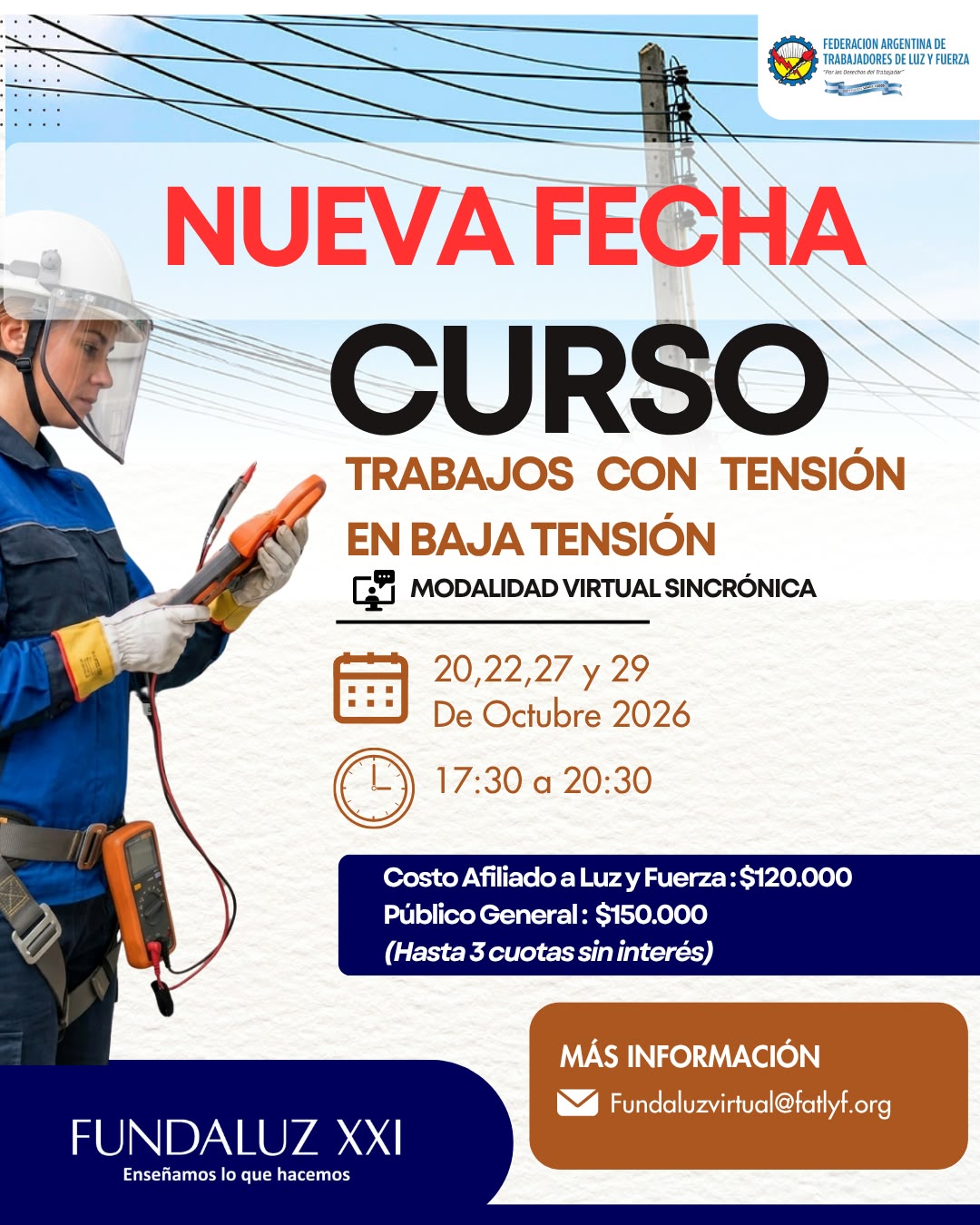 Flyer Curso Trabajos con Tensión en Baja Tensión